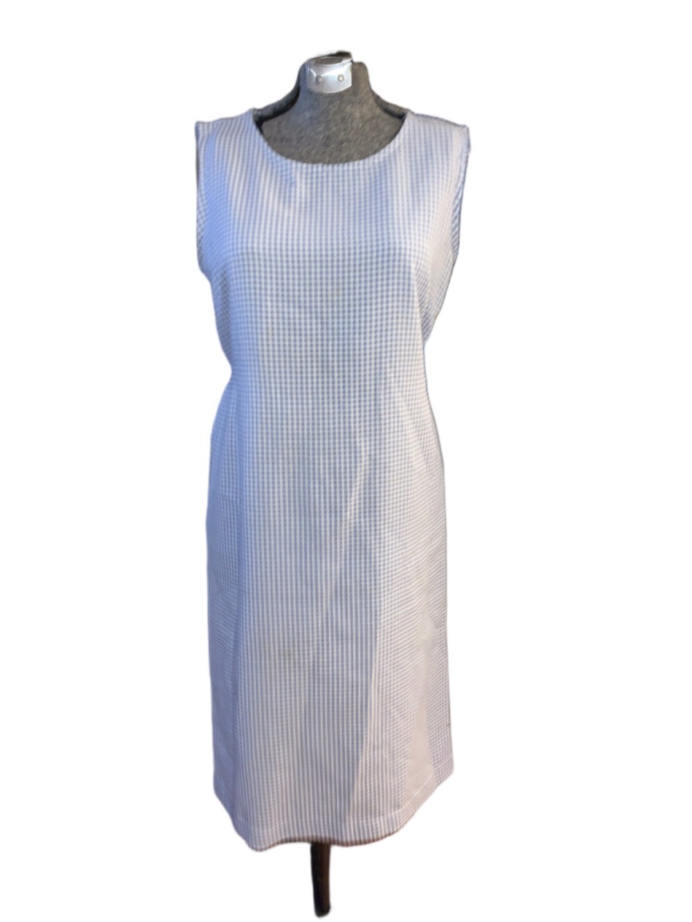 Women's SOFT WORKS Blue White Gingham Sleeveless Dress M